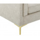 Beige Fabric French Piping Gold Leg Sofa 